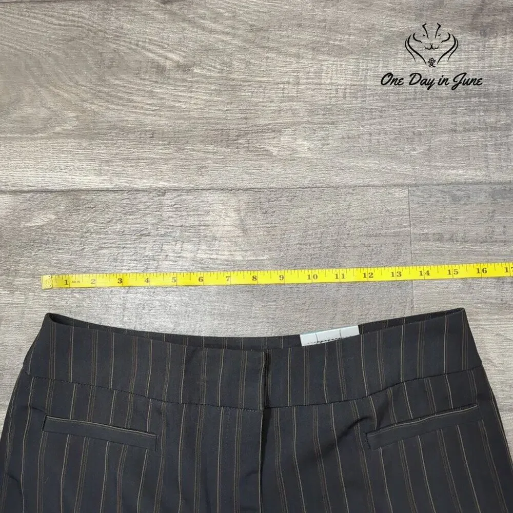 Focus 2000 Classic Fit Pinstripe Pants Black Brown Straight Leg NWT Size 8